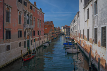 Fototapeta na wymiar HDR photo of Rio del Gesulti canal in Venice with some boats