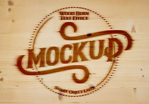 Woodburner Text Effect Mockup