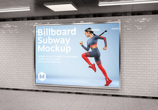 Horizontal Billboard in Subway Station Mockup