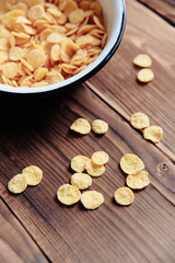 cereal breakfast set on wooden background one