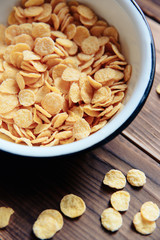 cereal breakfast set on wooden background one