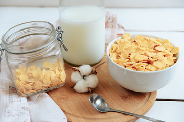 cereal breakfast set on light background one
