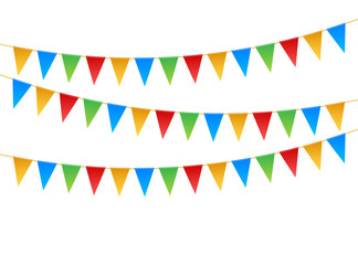 Birthday party invitation banners. Set of flag garlands. Vector stock illustration.