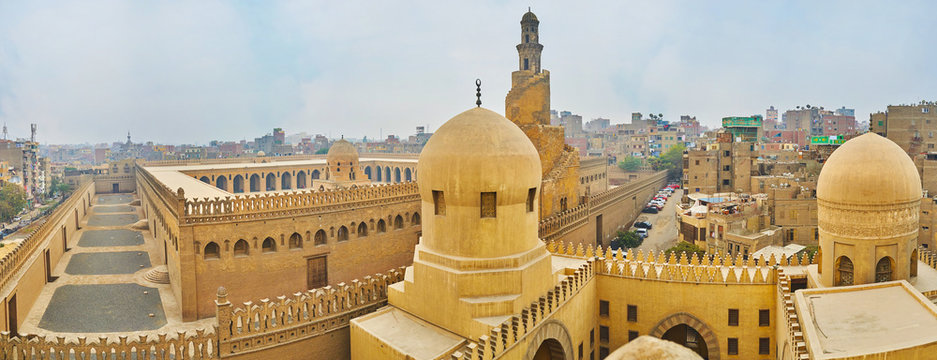 Panorama of Ibn Tulun mosque from the minaret, Cairo, Egypt