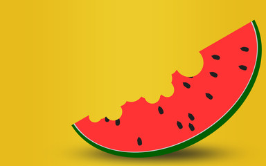 Slice of watermelon on yellow background