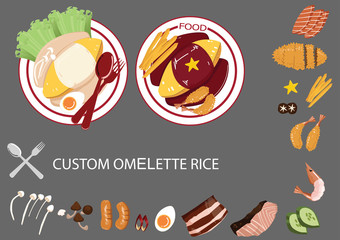 custom japan food assets curry rice ramen omelette spaghetti