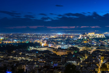 Fototapeta na wymiar Cityscape of Athens at sunset