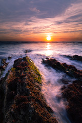 Sunset at Bidart's beach next to Biarritz, Basque Country.	
