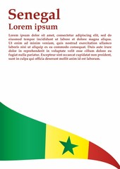 Flag of Senegal, Republic of Senegal. Template for award design, an official document with the flag of Senegal. Bright, colorful vector illustration.