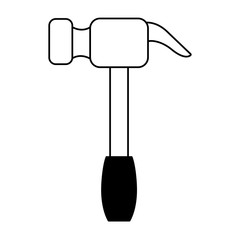 hammer tool icon cartoon isolated in black and white