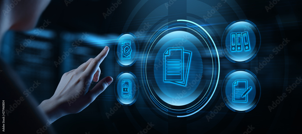 Poster document management data system business internet concept