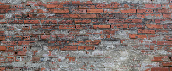 Old Weathered Brick Wall Covered With Concrete
