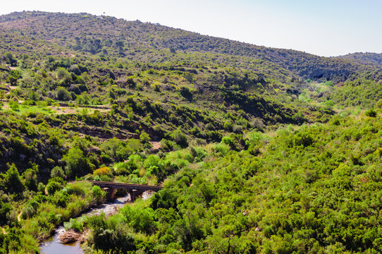 Paderne valley with the Roman stone bridge, Algarve, Portugal