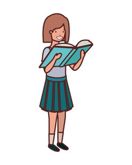 student girl with reading book in the hands