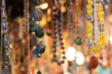Oriental beaded jewelry and accessories, beautiful background