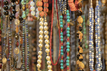 Oriental beaded jewelry and accessories, beautiful background