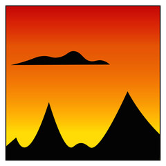sunset on mountain silhouette
