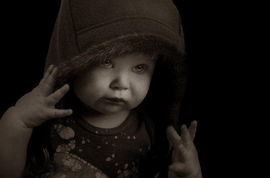 Baby Rapper on Black with Hood