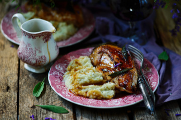 chicken breast with sage sauce.style rustic