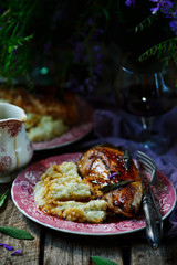 chicken breast with sage sauce.style rustic