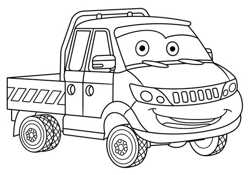 coloring page with delivery truck cargo van