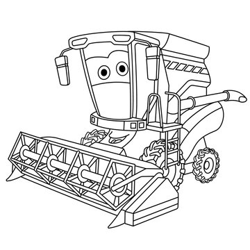 coloring page with harvester combine