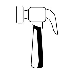 hammer tool icon cartoon isolated in black and white