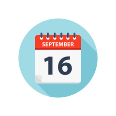 September 16 - Calendar Icon - Round Calendar design template