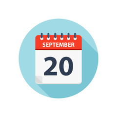 September 20 - Calendar Icon - Round Calendar design template