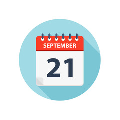 September 21 - Calendar Icon - Round Calendar design template