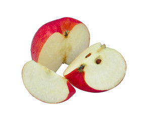 red apple slice isolated white background with clipping path