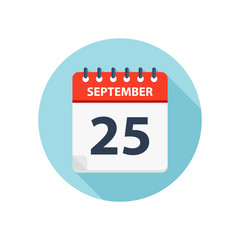 September 25 - Calendar Icon - Round Calendar design template