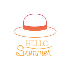 hello summer label with colorful image