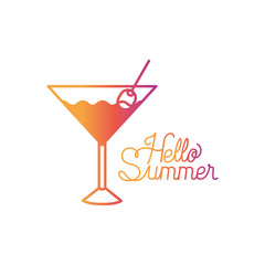hello summer label with colorful image