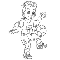 coloring page with footballer football player