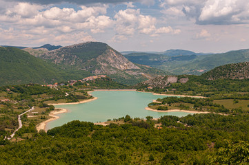 Castel San Vincenzo, Isernia, Molise, Italy. The lake. It is an artificial reservoir built at the...
