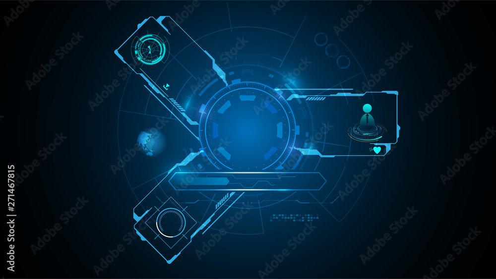 Poster virtual interactive hud ui technology concept template background design