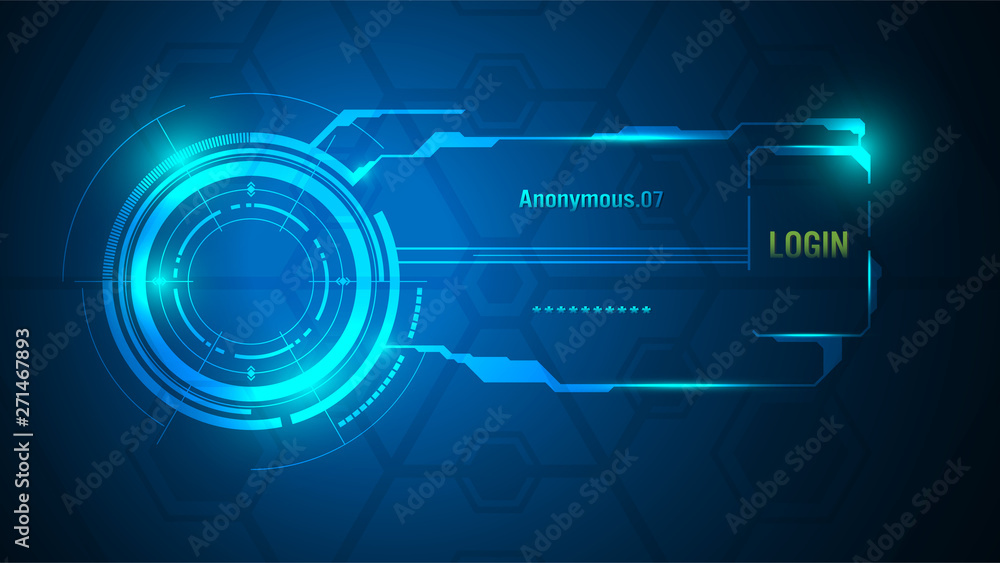 Poster login template hud ui hi tech design concept background