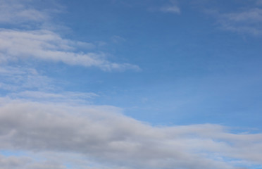horizontal blue sky with white clouds