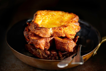 traditional golden fried french toast breakfast