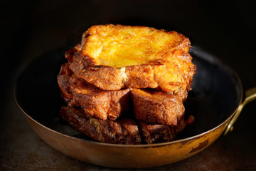 traditional golden fried french toast breakfast
