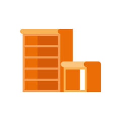 wooden bookshelf on white background