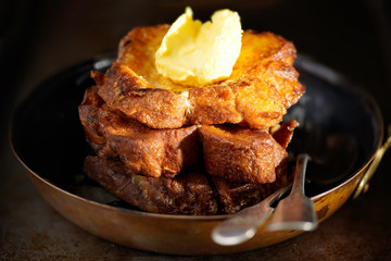 traditional golden fried french toast breakfast
