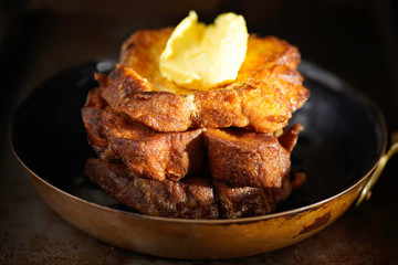 traditional golden fried french toast breakfast