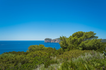 Fototapeta na wymiar Landscape of the coast of Capo Caccia, in Sardinia