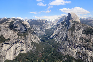 View of El Capitan , Half Dome  and Bridalveil Fall from Tunnel View in Yosemite National Park, California, USA