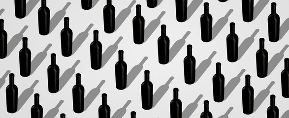 Minimal composition background of wine bottle, panoramic image