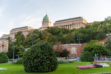 Impression of the royal palace of budapest on a summer's afternoon.