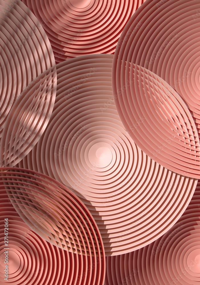 Poster cosmetic background for product presentation. beige and nude color circular geometry pattern with sh