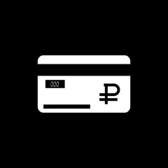 Credit Card Badge. Russian  currency sign Ruble . Black background